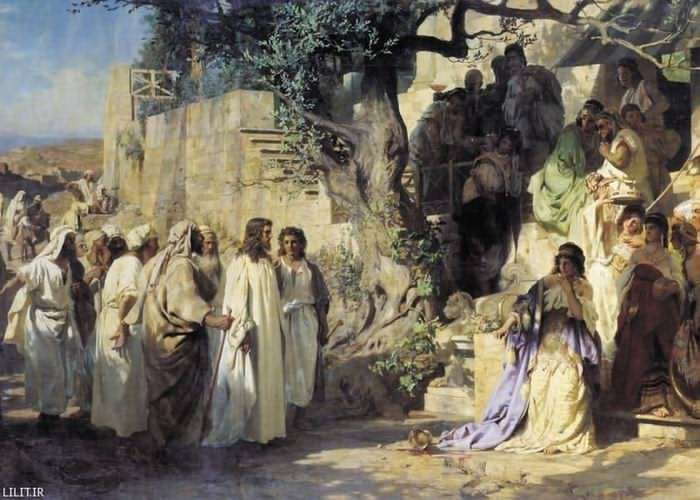 تابلو نقاشی مسیح و زن گناهکار
