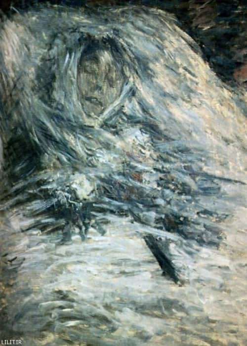 تابلو نقاشی کامیل مونت در بستر مرگ