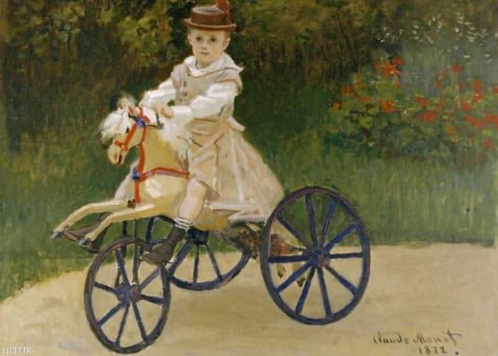 تابلو نقاشی جین مونه سوار بر دوچرخه اسبی