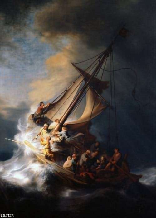 تابلو نقاشی مسیح در طوفان دریاچه گالیله