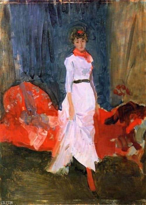 تابلو نقاشی پرتره‌ای با سِت صورتی و قرمز و بنفش