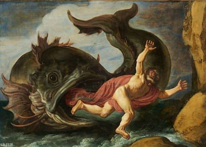 تابلو نقاشی حضرت یونس در دهان ماهی