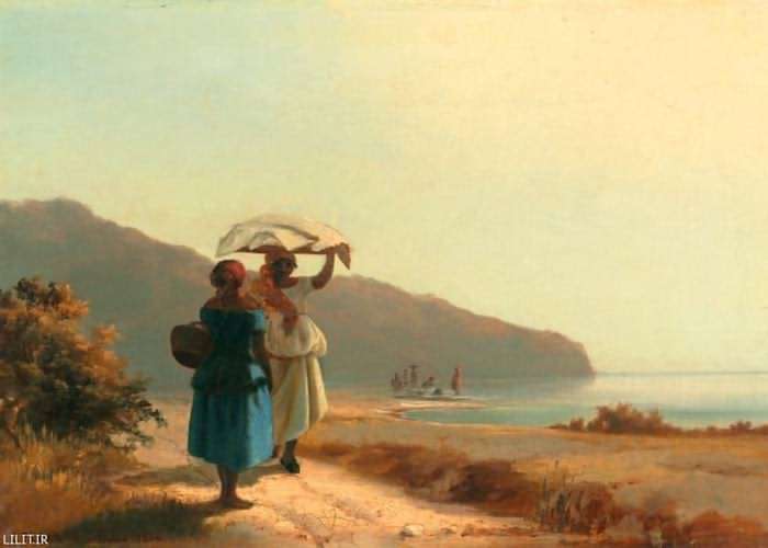 دو زن خدمتکار در کنار دریای سنت توماس