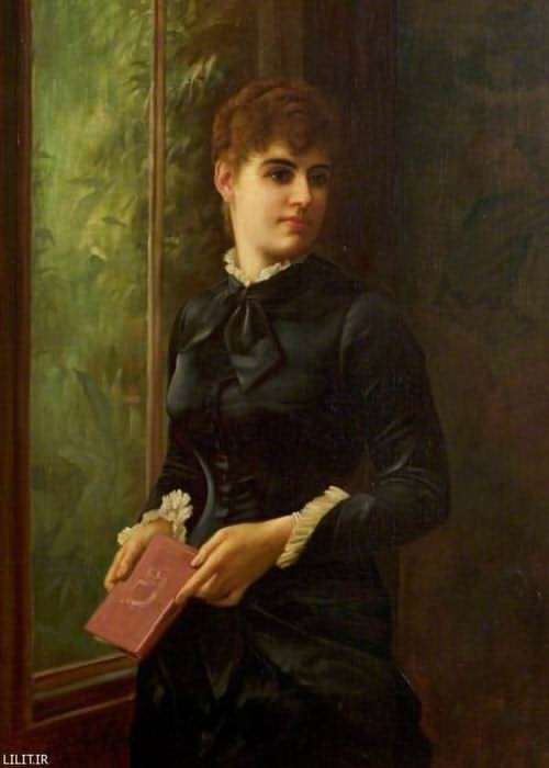 تابلو نقاشی خانم جوان با یک کتاب