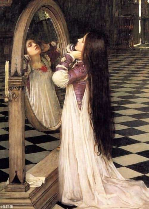 تابلو نقاشی ماریانا زانو زده جلوی آینه