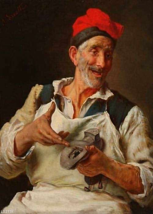 تابلو نقاشی پیرمرد کفاش و کفش سوراخ