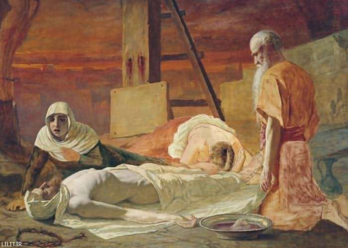 تابلو نقاشی پائین آوردن بدن بی‌جان مسیح از صلیب