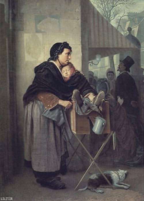 تابلو نقاشی مادر فقیر و طفلش در پاریس