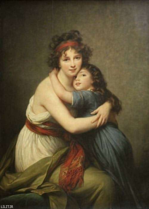 تابلو نقاشی خانم لوبرن و دختر کوچکش