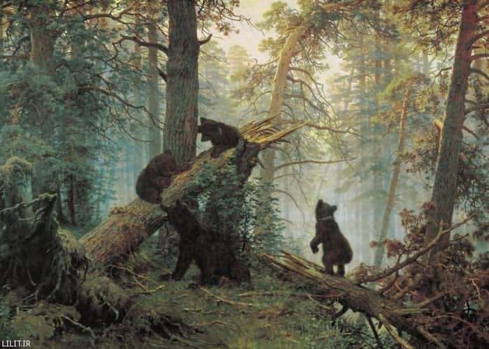تابلو نقاشی خرس‌ها در جنگل