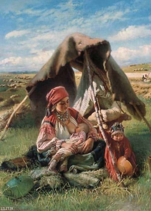 تابلو نقاشی مادر چوپان و فرزندان