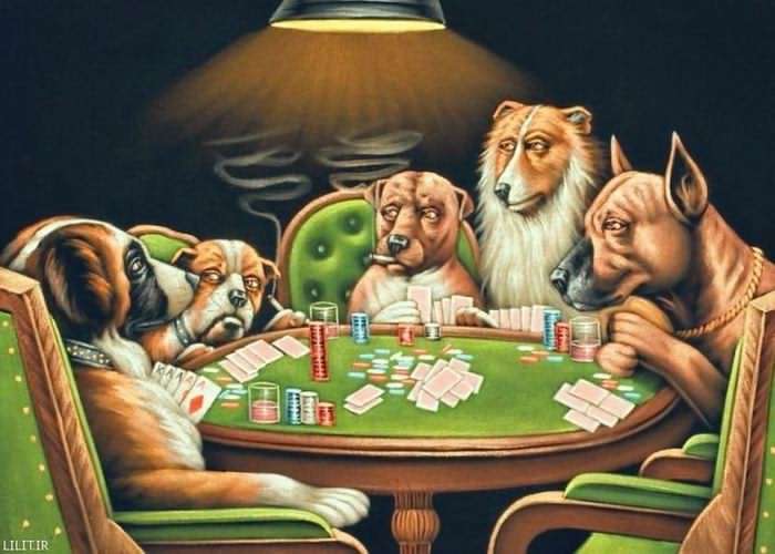 تابلو نقاشی پنج سگ پوکر باز – شماره دوم