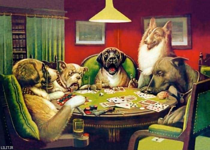 تابلو نقاشی پنج سگ پوکر باز – شماره سوم