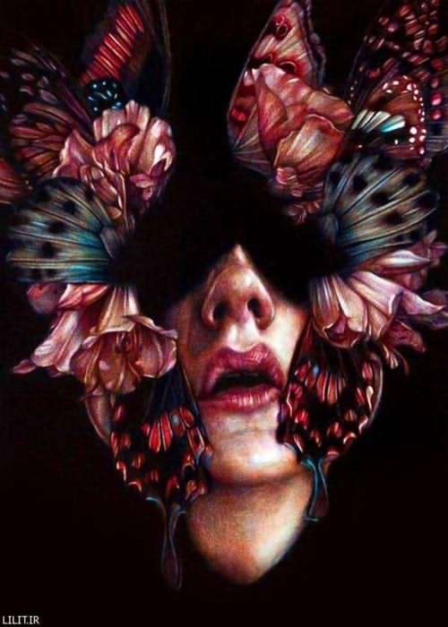 تابلو نقاشی صورت پروانه‌ای