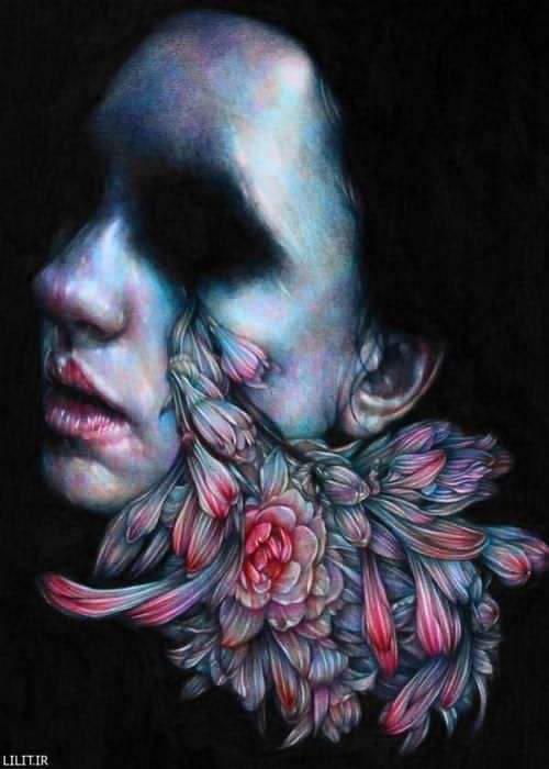 تابلو نقاشی اشکی از جنس گل‌های وحشی