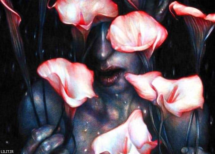 تابلو نقاشی دختری میان گل‌های شیپوری