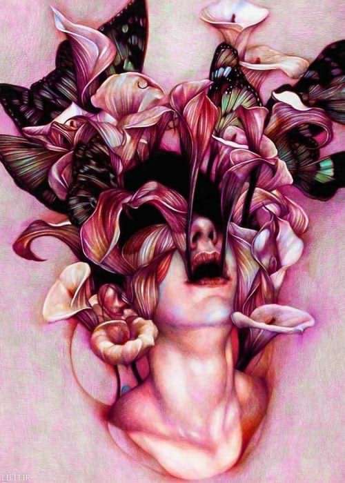 تابلو نقاشی دختری در تبدیل به میان گلهای مرداب