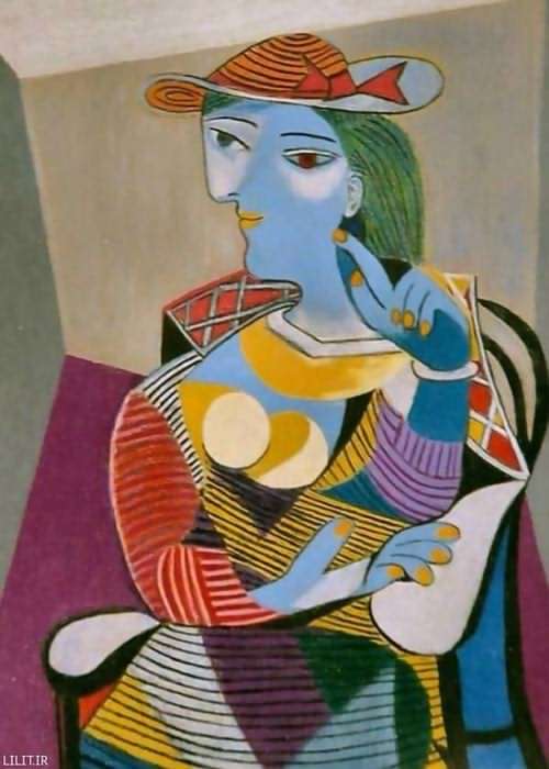 تابلو نقاشی زنی نشسته روی صندلی