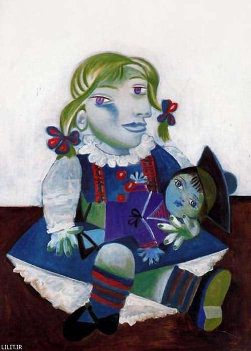 تابلو نقاشی مایا کوچولو و عروسکش
