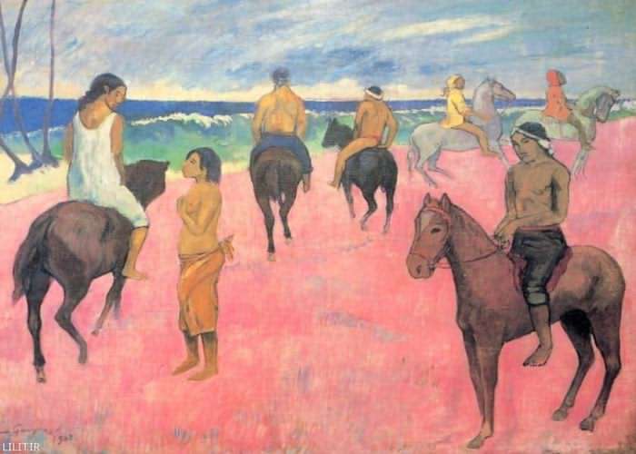 تابلو نقاشی اسب سواران ساحل دریا