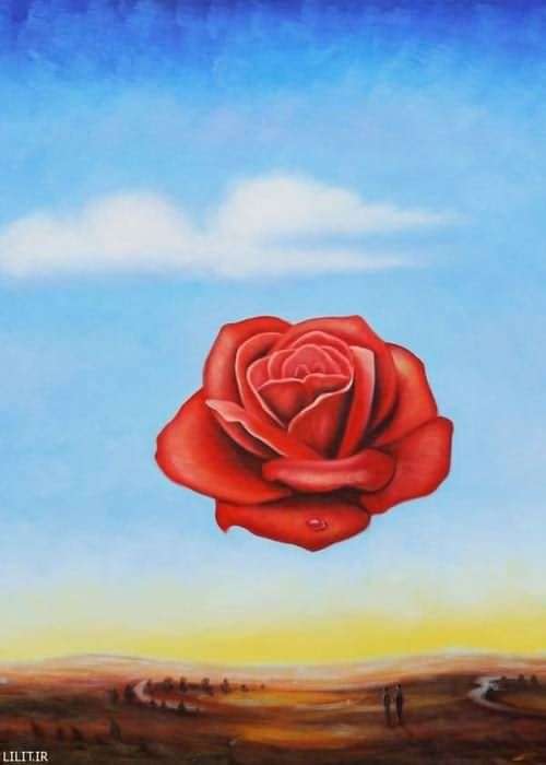 تابلو نقاشی گل رز متفکرانه