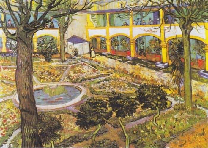 تابلو نقاشی باغچه حیاط بیمارستان