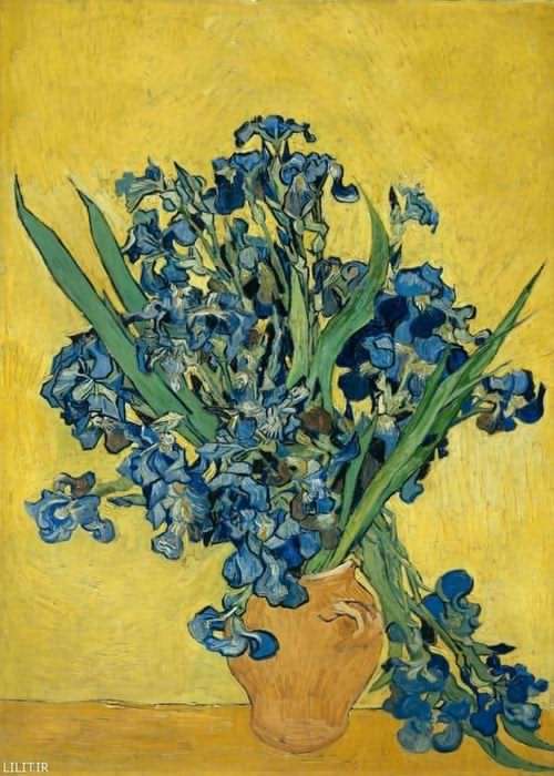 تابلو نقاشی گلدان زنبق‌های آبی