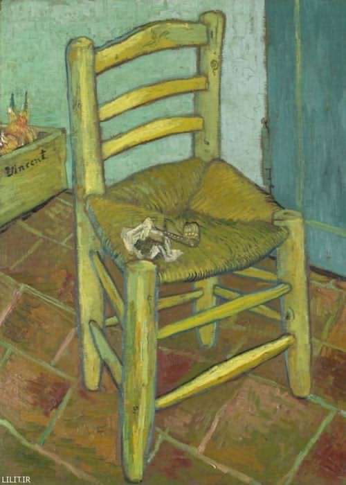 تابلو نقاشی صندلی گوگن با یک پیپ