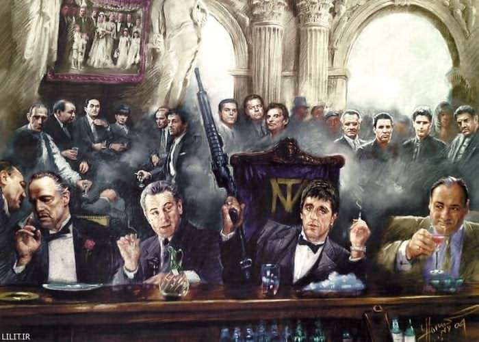تابلو نقاشی مهمانی قهرمانان بد گانگستر مافیایی – شماره پنجم