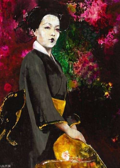 تابلو نقاشی خانم گیشای ژاپنی