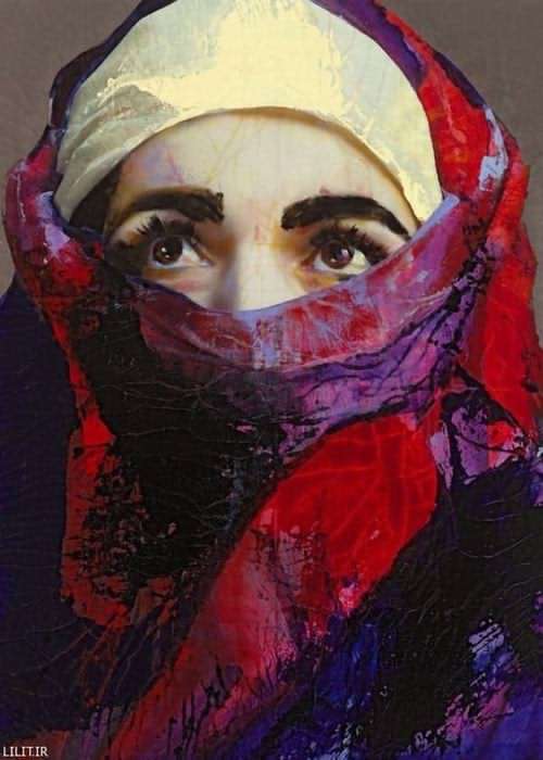 تابلو نقاشی چشم و ابرو زن مسلمان