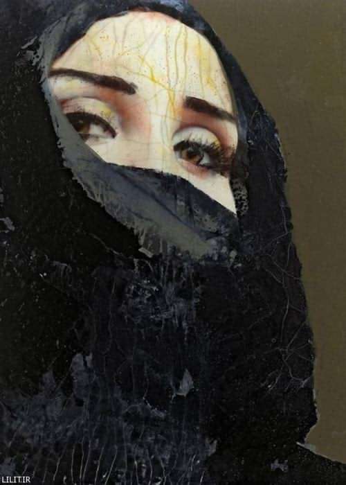 تابلو نقاشی حجاب زن مسلمان و چهره پوشیده