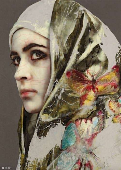 تابلو نقاشی بانوی با حجاب ایرانی