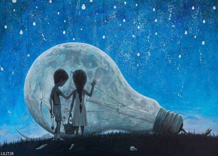 تابلو نقاشی شب ما ماه رو می‌شکنیم