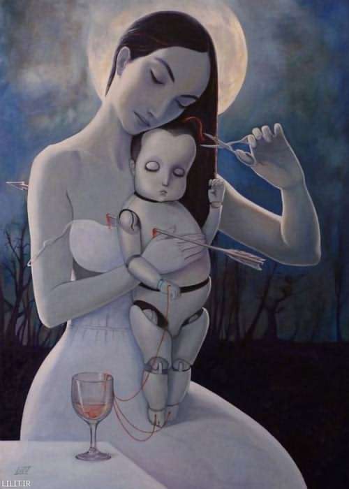 تابلو نقاشی زن نازای عاشق بچه