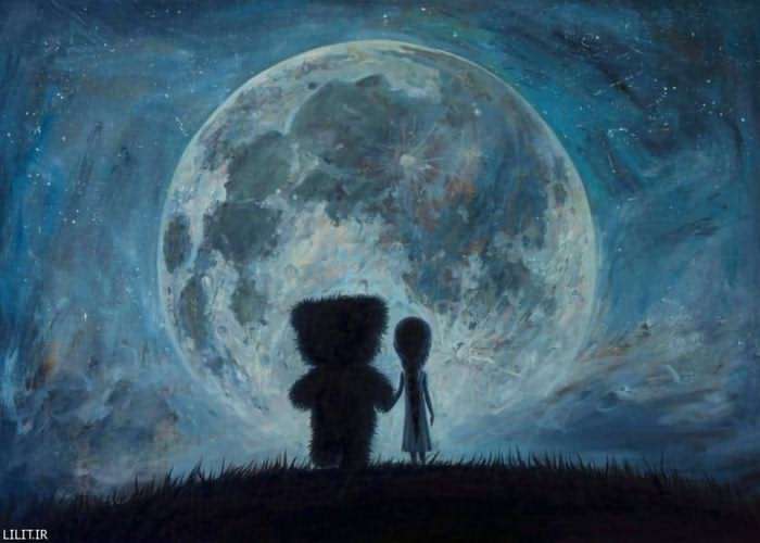 تابلو نقاشی توی رویاهام همیشه تو را هم به ماه می‌برم