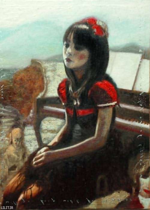 تابلو نقاشی دختر پیانیست افسرده