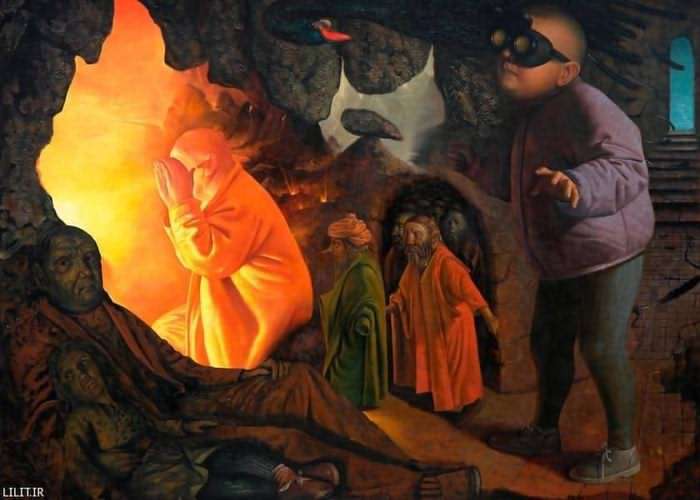 تابلو نقاشی مورمون و پیروانش در جهنم