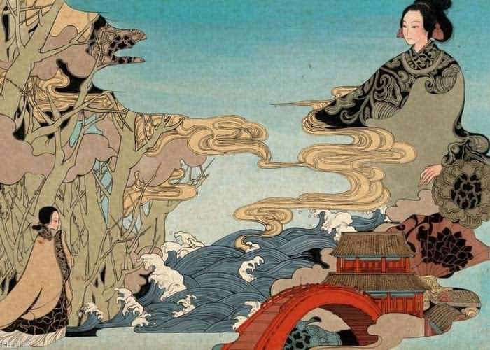 تابلو نقاشی زن ژاپنی در مسیر زندگی