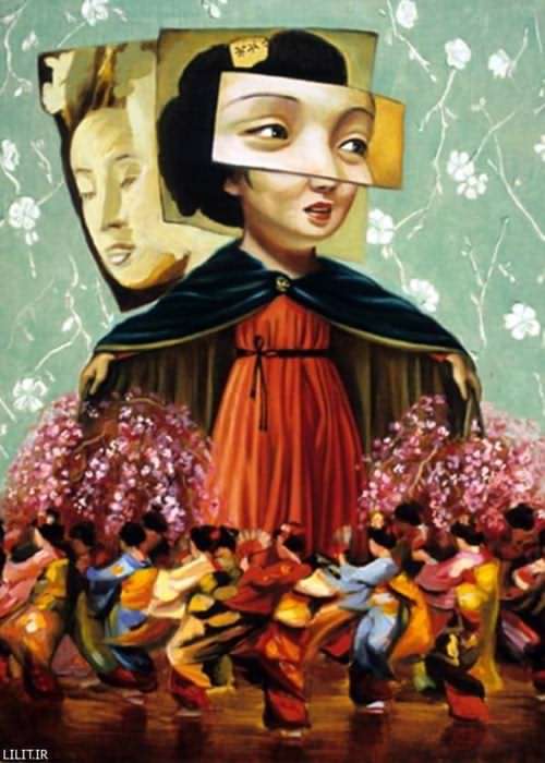 تابلو نقاشی زنان آسیای شرقی