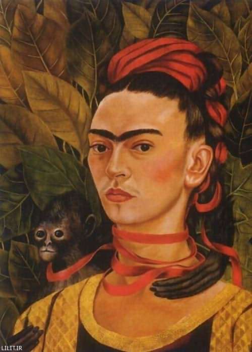 تابلو نقاشی فریدا و بچه میمون