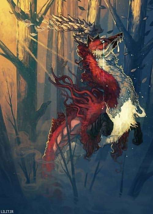تابلو نقاشی روباه درحال تغییر حالت