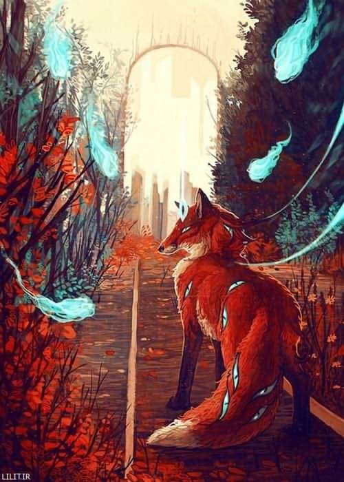 تابلو نقاشی روباهی از جنس ارواح جنگل