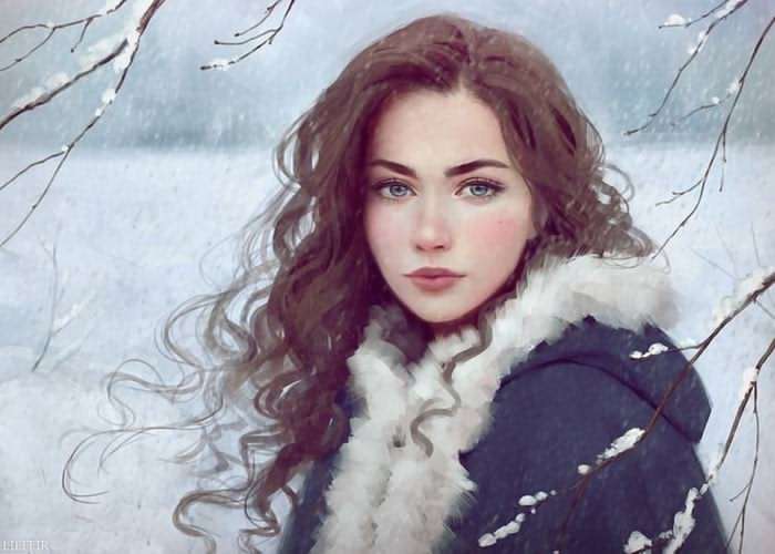 تابلو نقاشی دختر زمستان