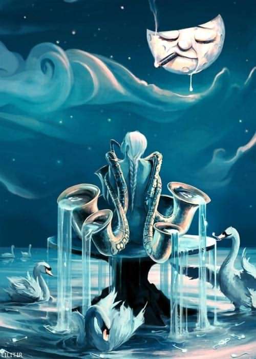 تابلو نقاشی نوازنده ساکسیفون