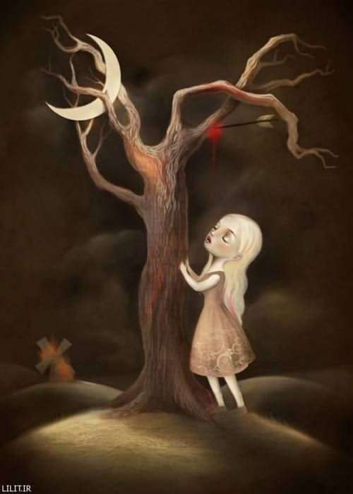 تابلو نقاشی دخترک و درخت کشته شده