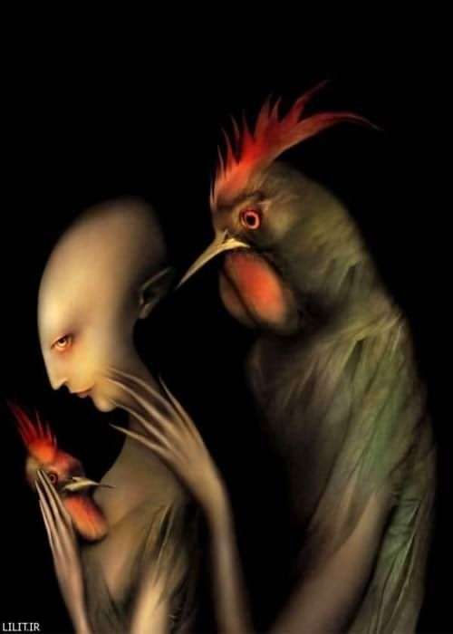 تابلو نقاشی فریب مرغ و خروس