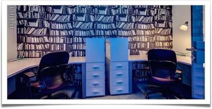 طراحی دکوراسیون اتاق کارمندان با برچسب دیواری