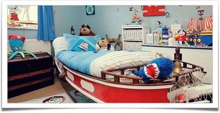 اتاق کودک با تختخوابی همچون کشتی
