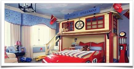 اتاق کودک با طرح پیست مسابقه اتومبیل رالی